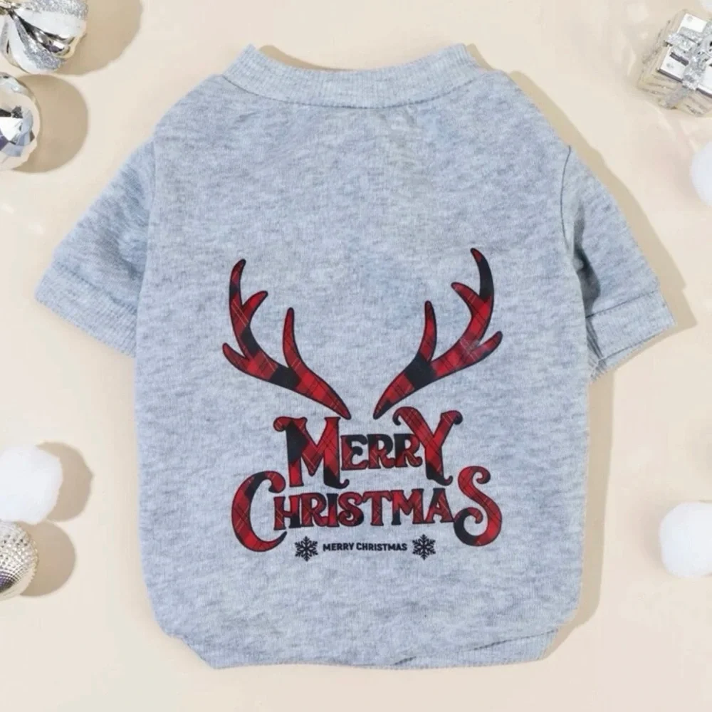 Merry Christmas plaid cat/dog sweater M